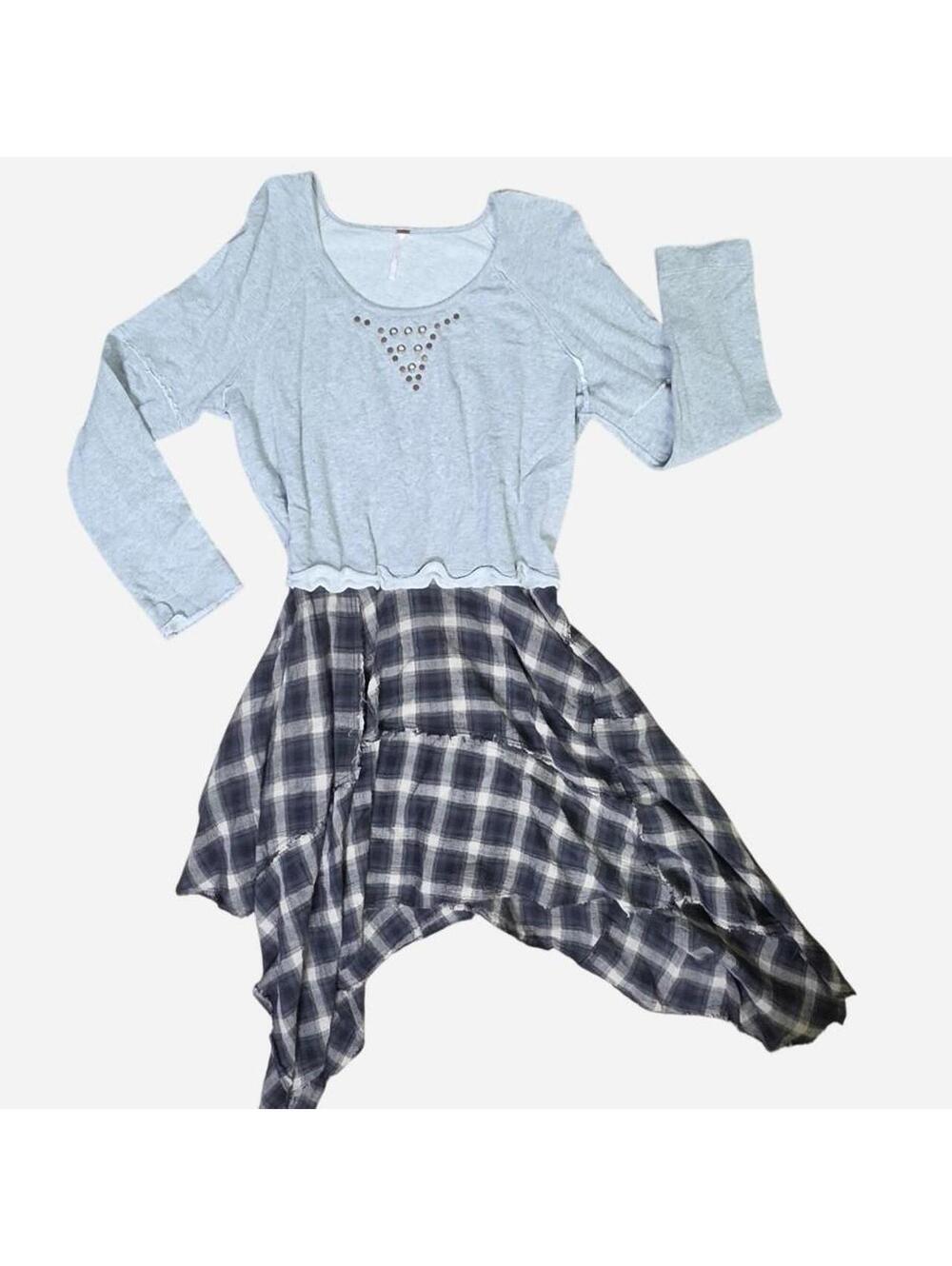 Free People Women's Grey and Multi Blous
